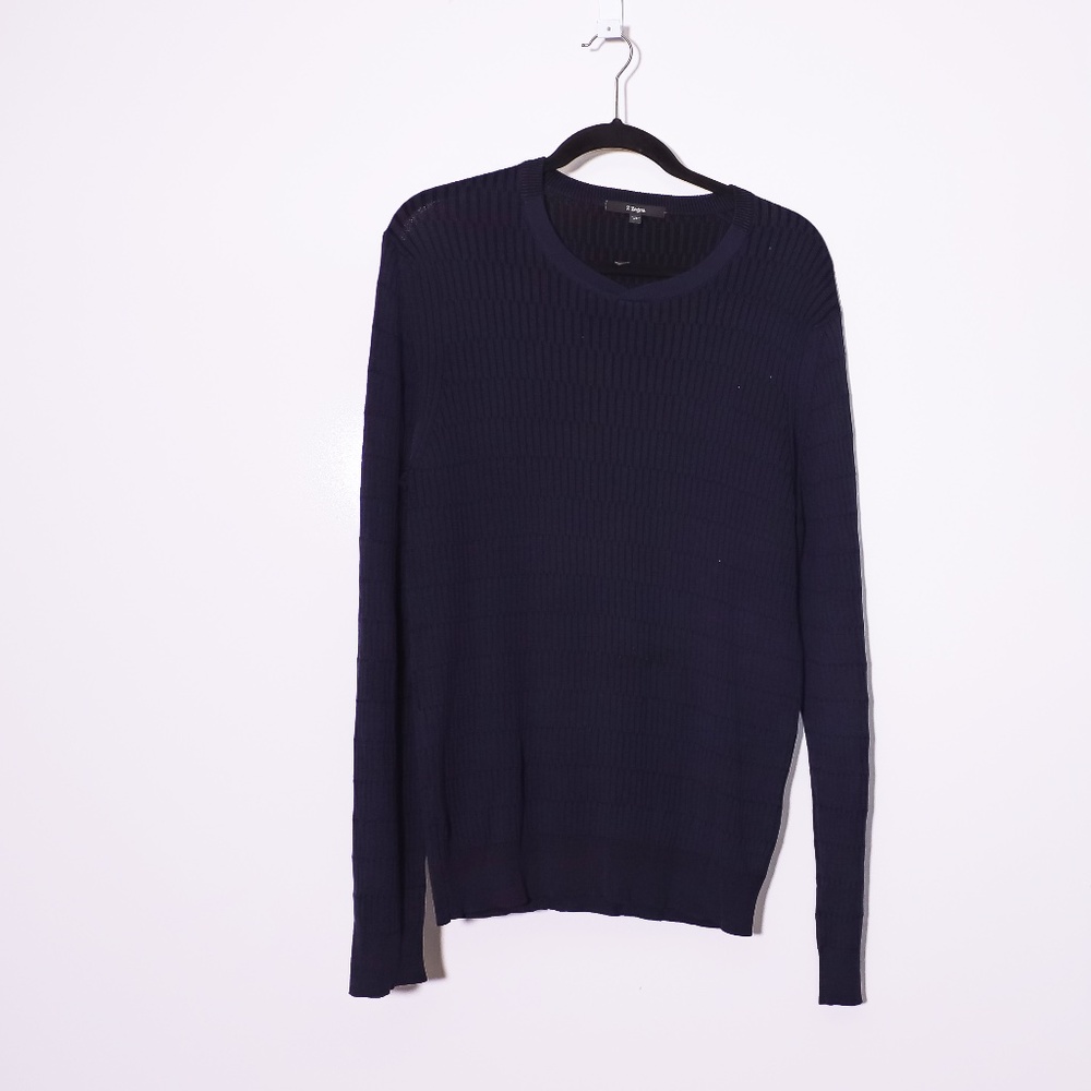 Z Zegna Men's Cotton Silk Ribbed Knit Crew Neck Long Sleeve Pullover Sweater XL